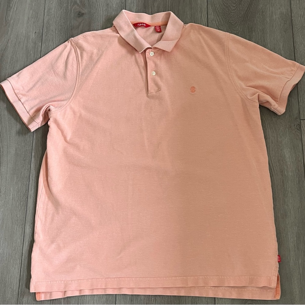 Izod Polo Shirt Mens XL Heather Orange Short Sleeve Logo Casual Golf Preppy